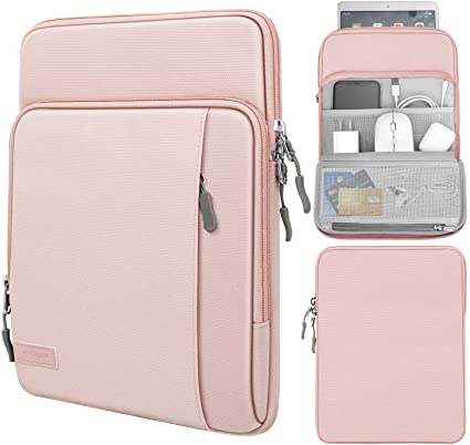 MoKo 9-11 Inch Tablet Sleeve Bag Carrying Case with Storage Pockets Fits iPad Pro 11 2021/2020/2018, iPad 8th 7th Generation 10.2, iPad Air 4 10.9, iPad 9.7, Galaxy Tab A 10.1 - Pink