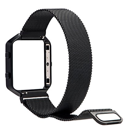 Fitbit Blaze Band Large (6.1-9.3 in), PUGO TOP Milanese Loop Stainless Steel Wristband for Fitbit Blaze Smart Fitness Watch, Large