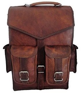15" Mens Vintage Leather Laptop Backpack Shoulder Messenger Bag Rucksack Sling for 2 in 1 purpose