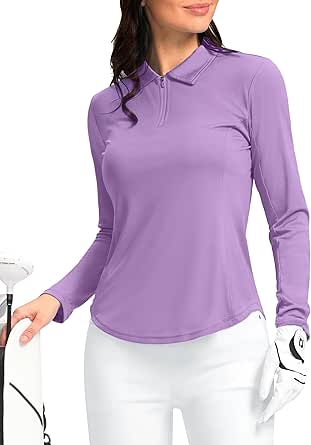 Women's Golf Shirts Lightweight UPF 50  Long Sleeve Shirts UV Protection Quick Dry Cool Polo Shirts for Women Work Outdoor