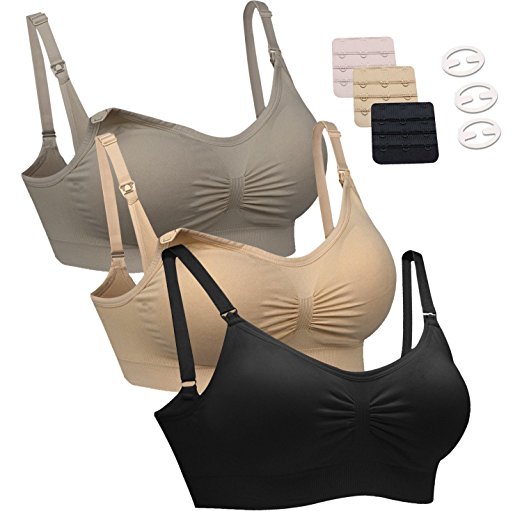 3PACK Womens Seamless Nursing Bra Bralette S-XL with Free Bra Extenders