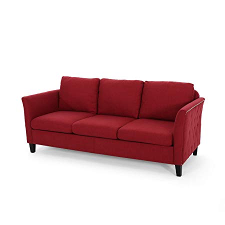 Christopher Knight Home Betty Traditional Fabric Sofa, Red, Dark Brown