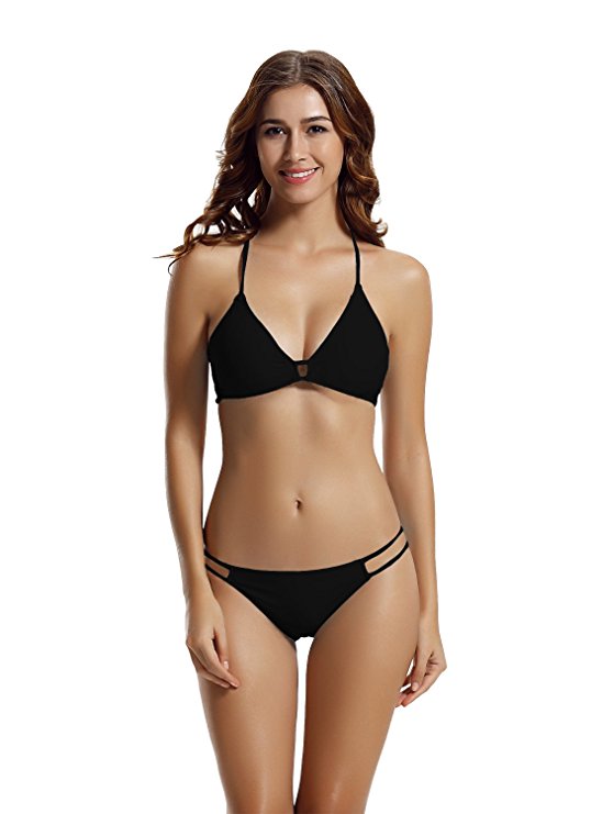 Zeraca Women's Strappy Cross Criss Triangle Bikini Bathing Suits