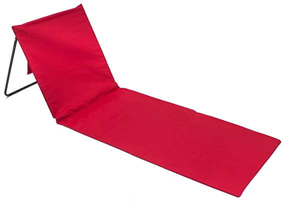 Sorbus Beachcomber Mat Folding Beach Chair Lounger with Adjustable Backrest, Storage Pouch, Portable for Beach, Poolside, Camping, Travel, Backyard, Patio, etc (Beachcomber Mat – Red)