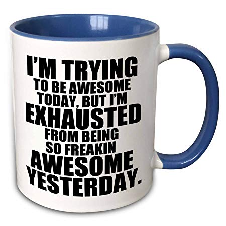 3dRose 193461_6 I'm I'm Trying To Be Awesome Today Black Two Tone Mug, 11 oz, Multicolor