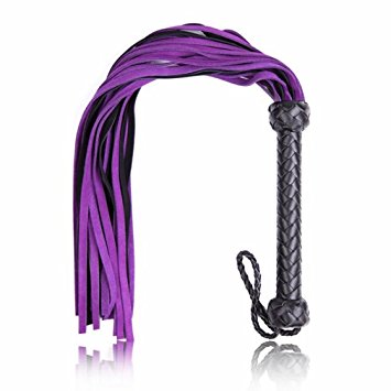 REKINK Soft Suede Genuine Leather Equestrian Horse Sport Flogger and Whips With Braided Handle Floggers Purple