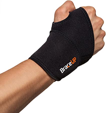 BraceUP Adjustable Wrist Support, One Size Adjustable (Black)