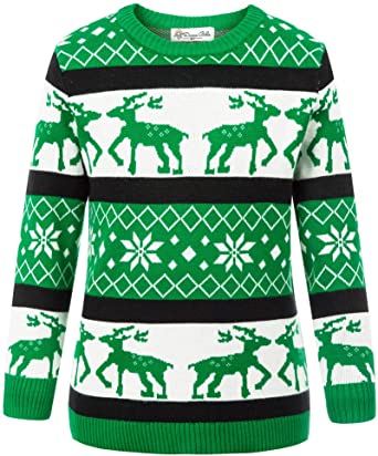 Danna Belle Kid's Reindeer Snowflake Christmas Pullover Sweater Jumper 3-12Y