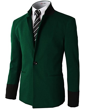 H2H Mens Slim Fit Premium Stylish One Button Suit Coat Jacket Business Blazers