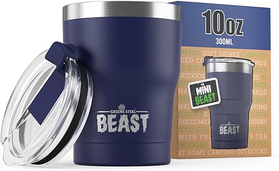 Beast 10 oz Tumbler Stainless Steel Vacuum Insulated Coffee Ice Cup Double Wall Travel Flask (Royal Blue)