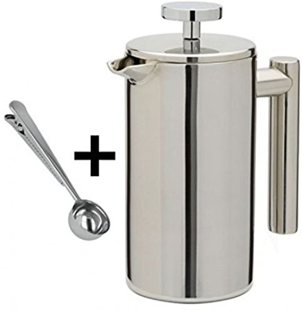 Kabalo Stainless Steel Double Wall Cafetiere Filter/Plunger Coffee & Tea Maker - 350ml 3 Cups