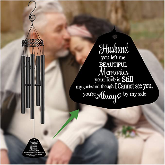 MEMGIFT Memorial Wind Chimes for Loss of Husband Sympathy Gifts Loss of Loved One Rememberance Large Angel Windchimes Outside Indoor Garden Home Déco
