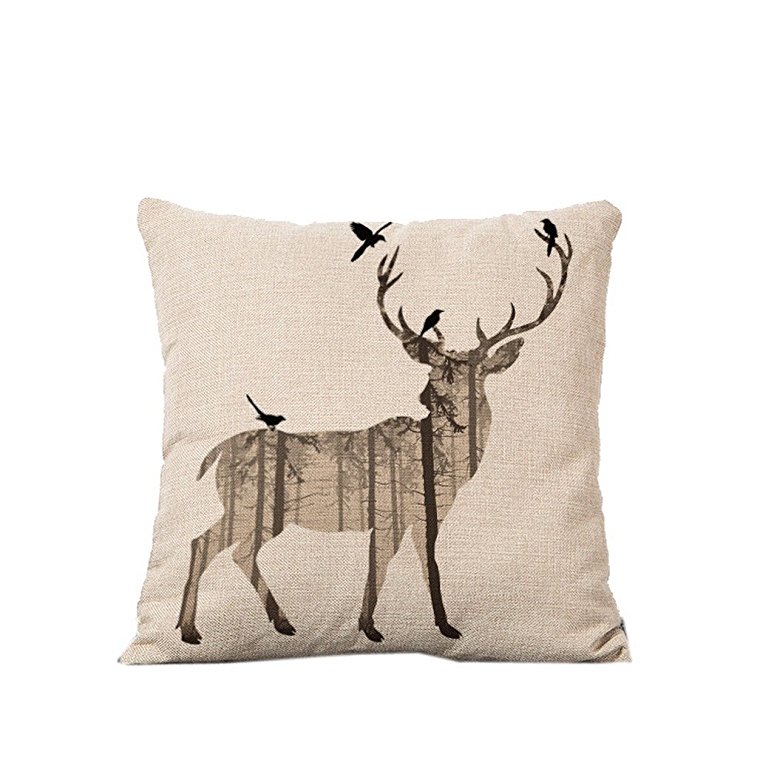 Deer Home Decor Design Throw Pillow Cover Pillow Case Linen for Sofa C12