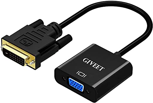 Giveet DVI to VGA Adapter, DVI 24 1 DVI-D Dual Link to VGA Male to Female 1080P Video Cable Converter for Gaming, DVD, Laptop, HDTV Projector & Other DVI Devices