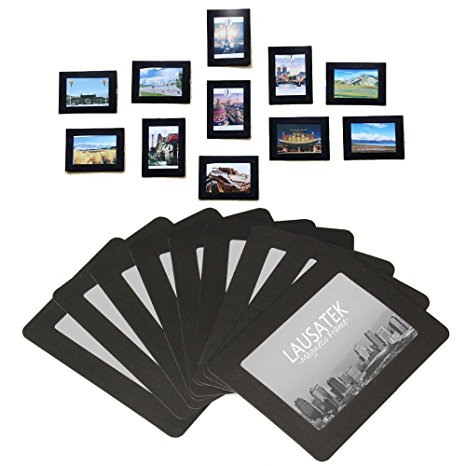 Magnetic Photo Picture Frames and Refrigerator Magnets, Pocket Frame for Refrigerator, White, Black, Holds 4x6 3.5x5 2.5x3.5 Inches Photos, 15 Pack (Black)