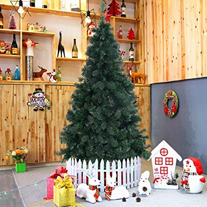 Goplus Artificial Christmas Tree Xmas Pine Tree with Solid Metal Legs Perfect for Indoor and Outdoor Holiday Decoration (5 Feet, Green)