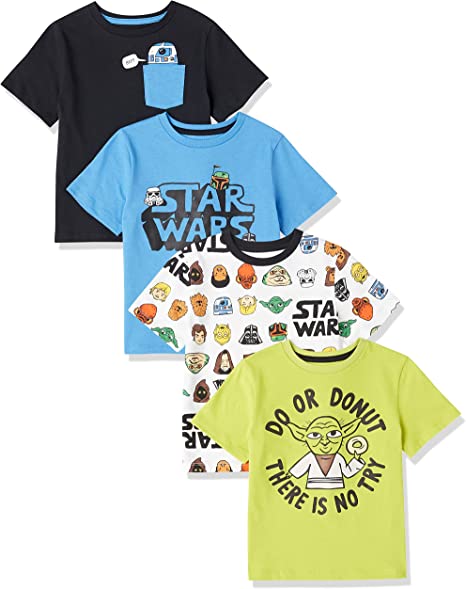 Spotted Zebra Disney | Marvel | Star Wars | Frozen Boys and Toddlers' Short-Sleeve T-Shirts, Multipacks