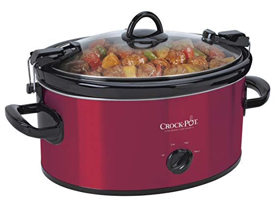 Crock-Pot 6-Quart Cook & Carry Oval Manual Portable Slow Cooker, Red