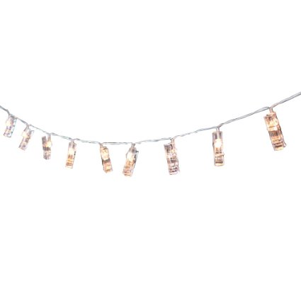 ElectSun Warm White LED photo-clips String Light, Battery-operated