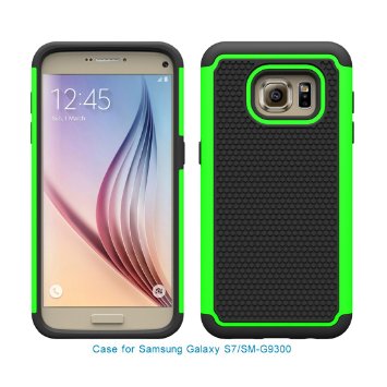 Galaxy S7, Berry Accessory(TM) [Drop Protection] Protective Case [Shock Proof] [Dual Lawyer] Hybrid Defender Armor Case Cover For Samsung Galaxy S7 With Free Berry logo stand holder (Green)