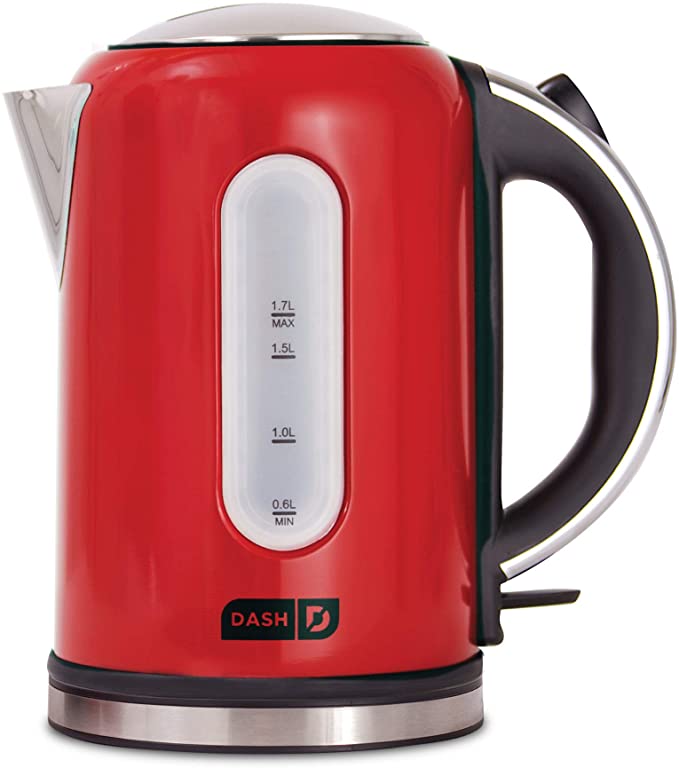 Dash Electric Kettle   Water Heater with Rapid Boil, Cool Touch Handle, Cordless Carafe, No Drip Spout   Auto Shut off for Coffee, Tea, Espresso & More, 57 oz / 1.7 L - Red