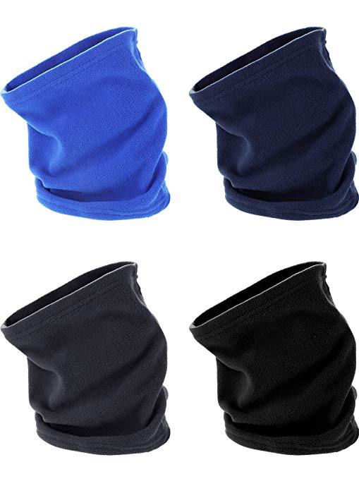 Tatuo 4 Pieces Fleece Neck Warmer Winter Scarf Multifunctional Headgear for Windproof Dust Skiing Hiking Cycling