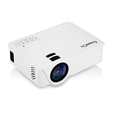 ExquizOn LED Projector Video Home Projector with HDMI Input Support 1080P for Cinema Theater TV Laptop Game SD iPad iPhone Android Smartphone-GP12, White