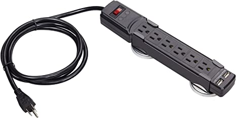 Waterloo Industries Magnetic 6-Outlet Power Strip with 2 USB Charging Ports