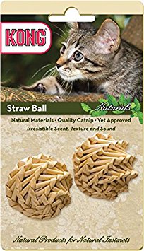 KONG Naturals Straw Ball Catnip Toy, Colors Vary, 2-Pack