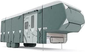 KING BIRD Upgraded 5th Wheel RV Cover, Extra-Thick 5 Layers Anti-UV Top Panel, Durable Camper Cover, Fits 36.5'- 40.5' Motorhome -Breathable, Water-Proof, Rip-Stop with 2Pcs Extra Straps