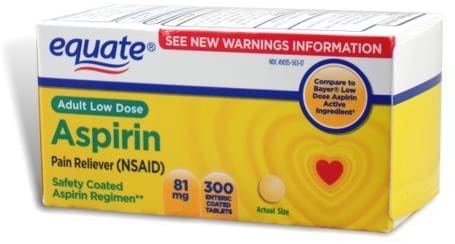 Equate - Aspirin 81 Mg, Adult Low Strength Aspirin Regimen Low Dose 300ct by Equate