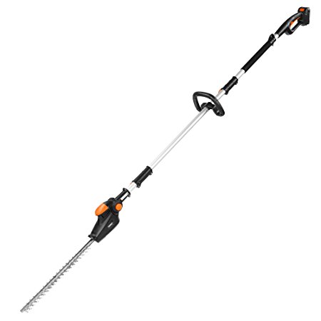 VonHaus 20V Max. 16-Inch Cordless Electric Pole Hedge Trimmer - Includes 1.5ah Li-Ion Battery, Telescopic Extension, Adjustable Head & Blade Cover