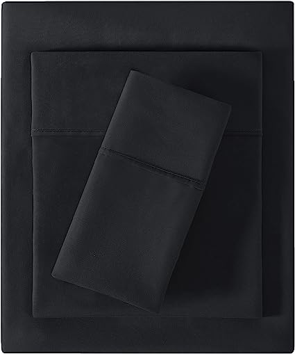Softan Twin Size Sheet Set - Soft Signle Bed Sheets - 100% Microfiber Twin Fitted Bed Sheet with 15" Deep Pockets - Breathable 3 PC Sheets Set for Twin Bed - Black Sheets & Pillowcases Set