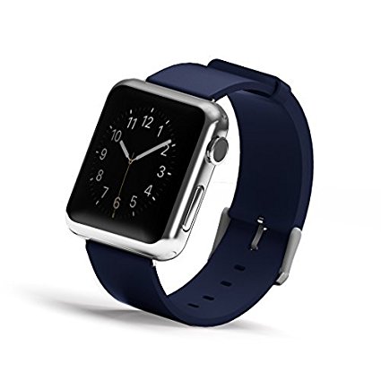 Wearlizer Classic Buckle Leather Watch Strap with Metal Clasp for Apple Watch – 38mm, Blue