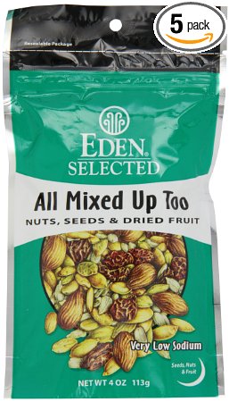 Eden All Mixed Up Too, Nuts Seeds & Dried Fruit, 4-Ounce Pouch (Pack of 5)