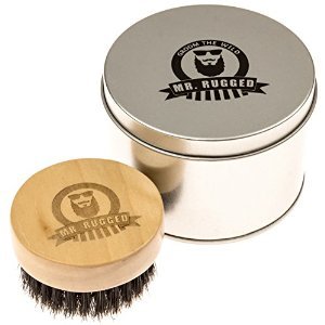 Mr Rugged Beard Brush - Premium Wood Brush with 100% Boar Bristles for Beards - Perfect for Applying Beard Balm & Beard Oil