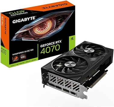 Gigabyte GeForce RTX 4070 - Scheda grafica WINDFORCE 2X OC 12G, 12 GB GDDR6X, 192 bit, PCI-E 4.0, 2490 MHz Core Clock, 3 x DisplayPort 1.4a, 1 x HDMI 2.1a, NVIDIA DLSS 3, GV-N4070WF2OC-12GD