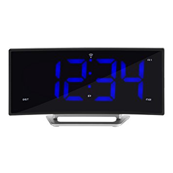 La Crosse Technology 617-249 1.8" Curved Blue Led Atomic Dual Alarm Clock,