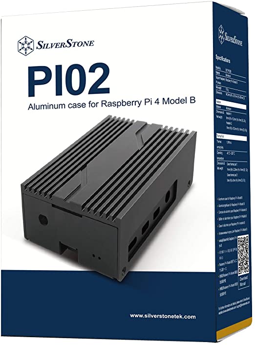 PI02 SilverStone Technology Aluminum case for Raspberry Pi 4 Model B