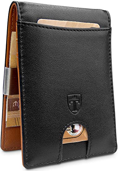 TRAVANDO ® Credit Card Holder with Money Clip | RFID Blocking Wallet | Slim Wallet | Travel Wallet | Minimalist Mini Wallet Bifold for Men with Gift Box
