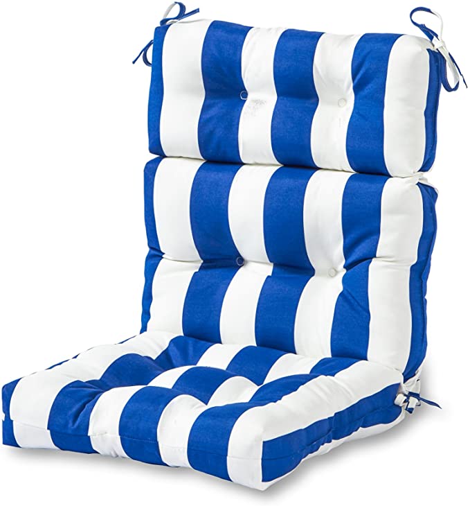 Greendale Home Fashions AZ4809-CABANA-BLUE Bungalow Stripe Blue 44'' x 22'' Outdoor Seat/Back Chair Cushion