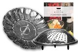 Tuli Kitchen Stainless Steel Vegetable Steamer with silicone feet - includes free Ebook