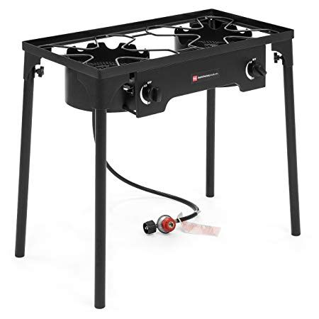 Best Choice Products 150,000 BTU Outdoor Portable Propane Gas High Pressure Double Burner Cooker Stove w/Removable Legs