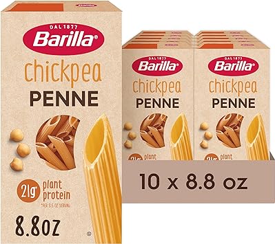 Barilla Chickpea Penne Pasta, 8.8 oz (Pack of 10) - Vegan, Gluten Free, Non GMO & Kosher - Mad