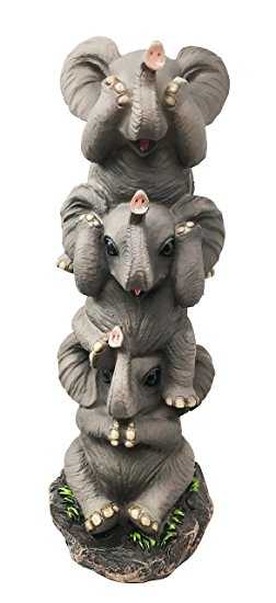 Pachyderm Friends Funny See Hear Speak No Evil Elephants Figurine Decor Sculpture Safari Elephant Lovers