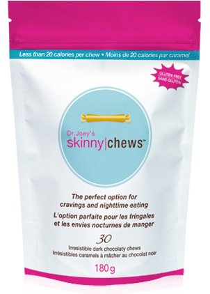 Dr Joey's SKINNYCHEWS - Premium dark chocolate candies that help alleviate after dinner cravings and promote appetite control with less than 20 calories per chew. 30 chews per bag