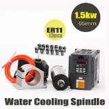 Konmison 1Set DIY 1500W Water Cooled Spindle Motor CNC Router 65MM 15KW Spindle  13pcs ER11 Collet  65MM Clamp  Inverter  5M Water Pipe  Water Pump