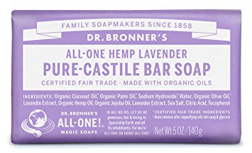 Dr. Bronner's Pure-Castile Bar Soap - Lavender, 5oz. (Pack of 6)