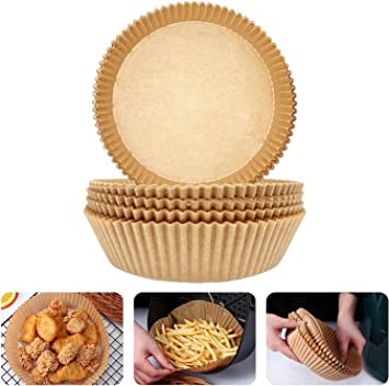 Air Fryer Disposable Paper Liner, Non-Stick Air Fryer Parchment Paper Liners, Baking Paper for Air Fryer Oil-Proof, Food Grade Paper Liner for Baking Roasting Microwave (100)