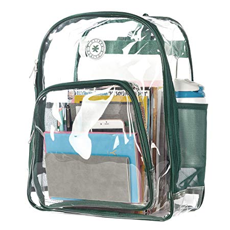 Heavy Duty Clear Backpack See Through PVC Stadium Security Transparent Workbag | Green